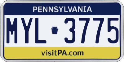 PA license plate MYL3775