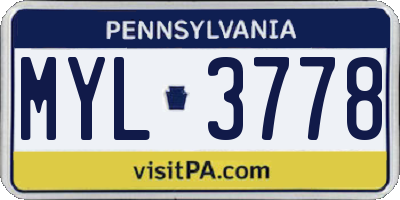 PA license plate MYL3778