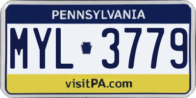 PA license plate MYL3779