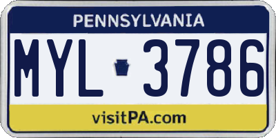 PA license plate MYL3786