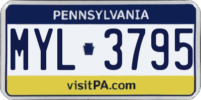 PA license plate MYL3795