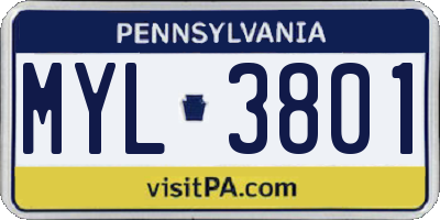 PA license plate MYL3801