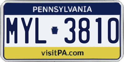 PA license plate MYL3810