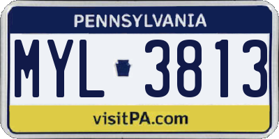 PA license plate MYL3813