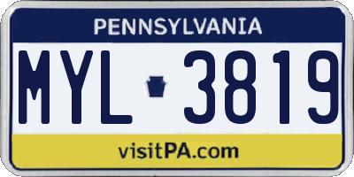 PA license plate MYL3819
