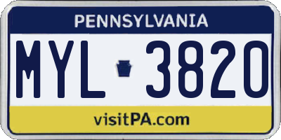 PA license plate MYL3820