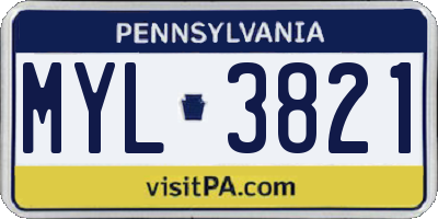 PA license plate MYL3821