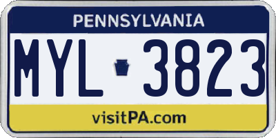 PA license plate MYL3823
