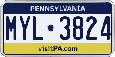 PA license plate MYL3824