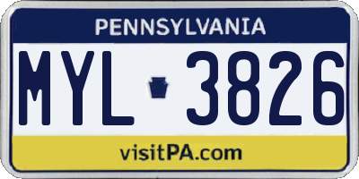 PA license plate MYL3826