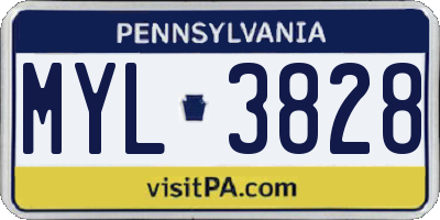 PA license plate MYL3828