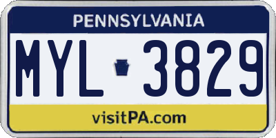 PA license plate MYL3829