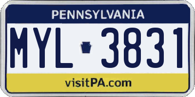 PA license plate MYL3831