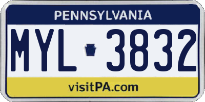 PA license plate MYL3832