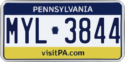 PA license plate MYL3844