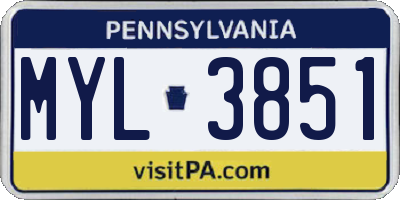 PA license plate MYL3851