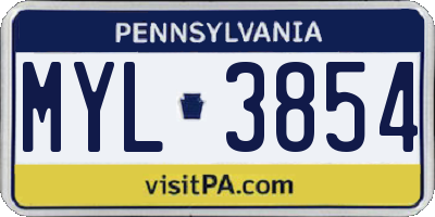 PA license plate MYL3854