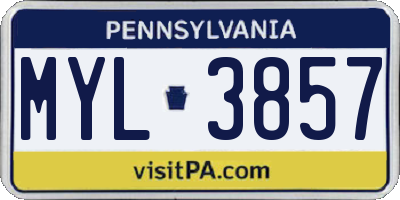 PA license plate MYL3857
