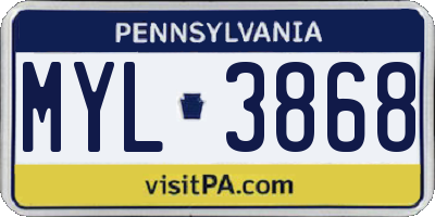 PA license plate MYL3868