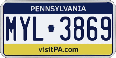 PA license plate MYL3869