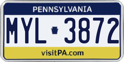 PA license plate MYL3872