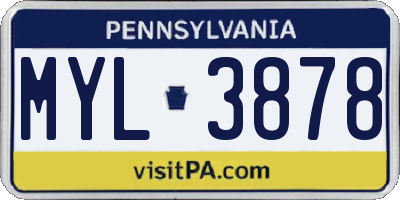 PA license plate MYL3878