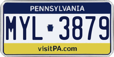 PA license plate MYL3879