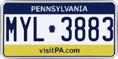PA license plate MYL3883