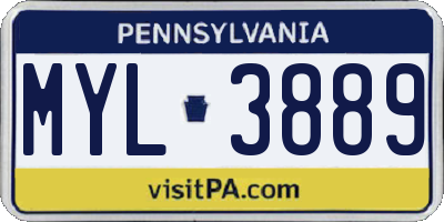PA license plate MYL3889