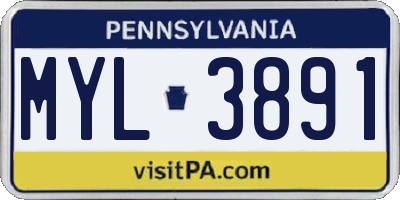 PA license plate MYL3891