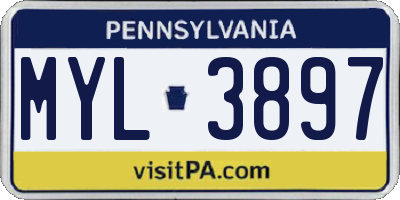PA license plate MYL3897