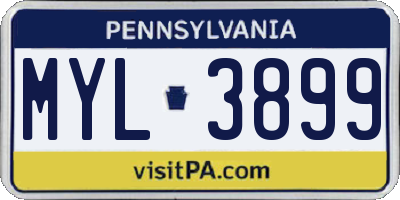 PA license plate MYL3899