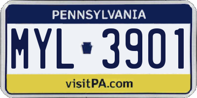 PA license plate MYL3901