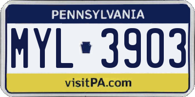 PA license plate MYL3903