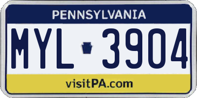 PA license plate MYL3904