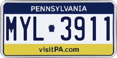 PA license plate MYL3911