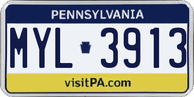 PA license plate MYL3913
