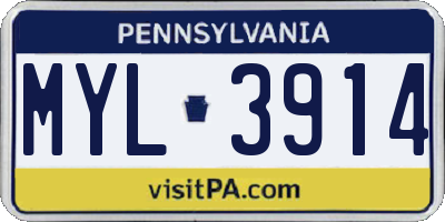 PA license plate MYL3914