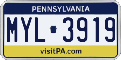 PA license plate MYL3919