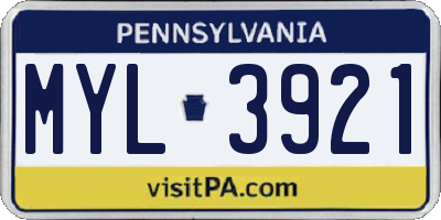 PA license plate MYL3921