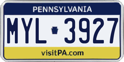 PA license plate MYL3927
