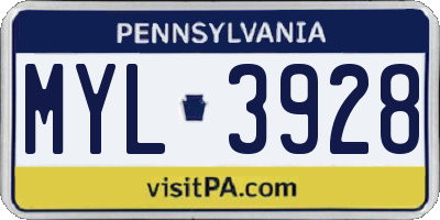 PA license plate MYL3928