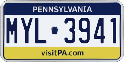 PA license plate MYL3941