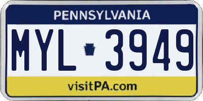 PA license plate MYL3949