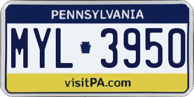 PA license plate MYL3950
