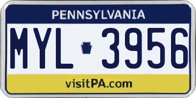 PA license plate MYL3956