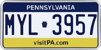 PA license plate MYL3957