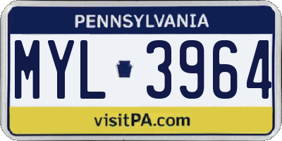 PA license plate MYL3964