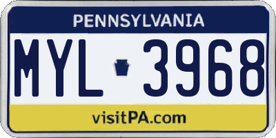 PA license plate MYL3968
