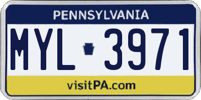 PA license plate MYL3971
